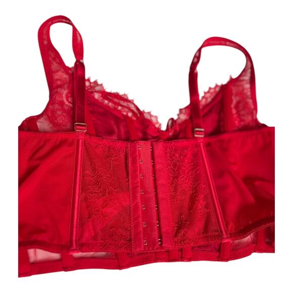 VICTORIA'S SECRET nwt large Dream Angels Unlined Red Lace-Up Corset crop Top - Picture 6 of 10
